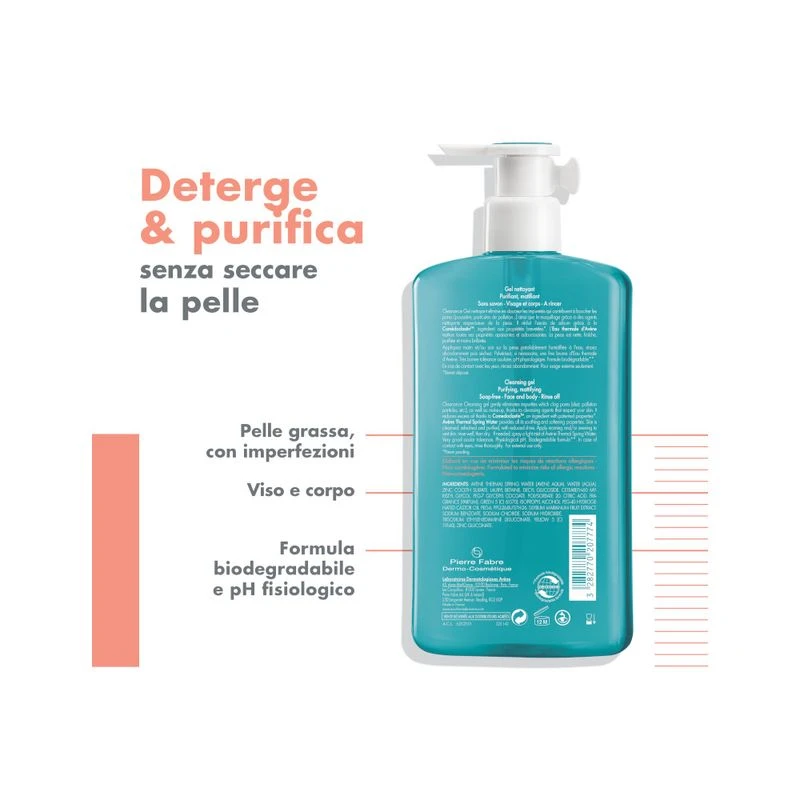 Eau Thermale Avène Cleanance Gel Detergente Purificante Pelle Grassa Con Imperfezioni 400ml 2 Eau Thermale Avène Cleanance Gel Detergente Purificante Pelle Grassa Con Imperfezioni 400ml - immagine 2
