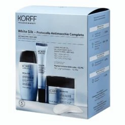 Korff Cofanetto White Silk Protocollo Antimacchie Crema Viso + Gel Localizzato + Dischetti Esfoliant